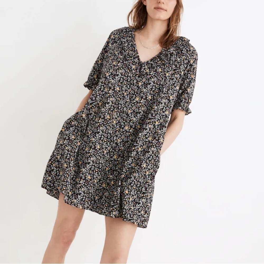 Madewell Floral Black Dress